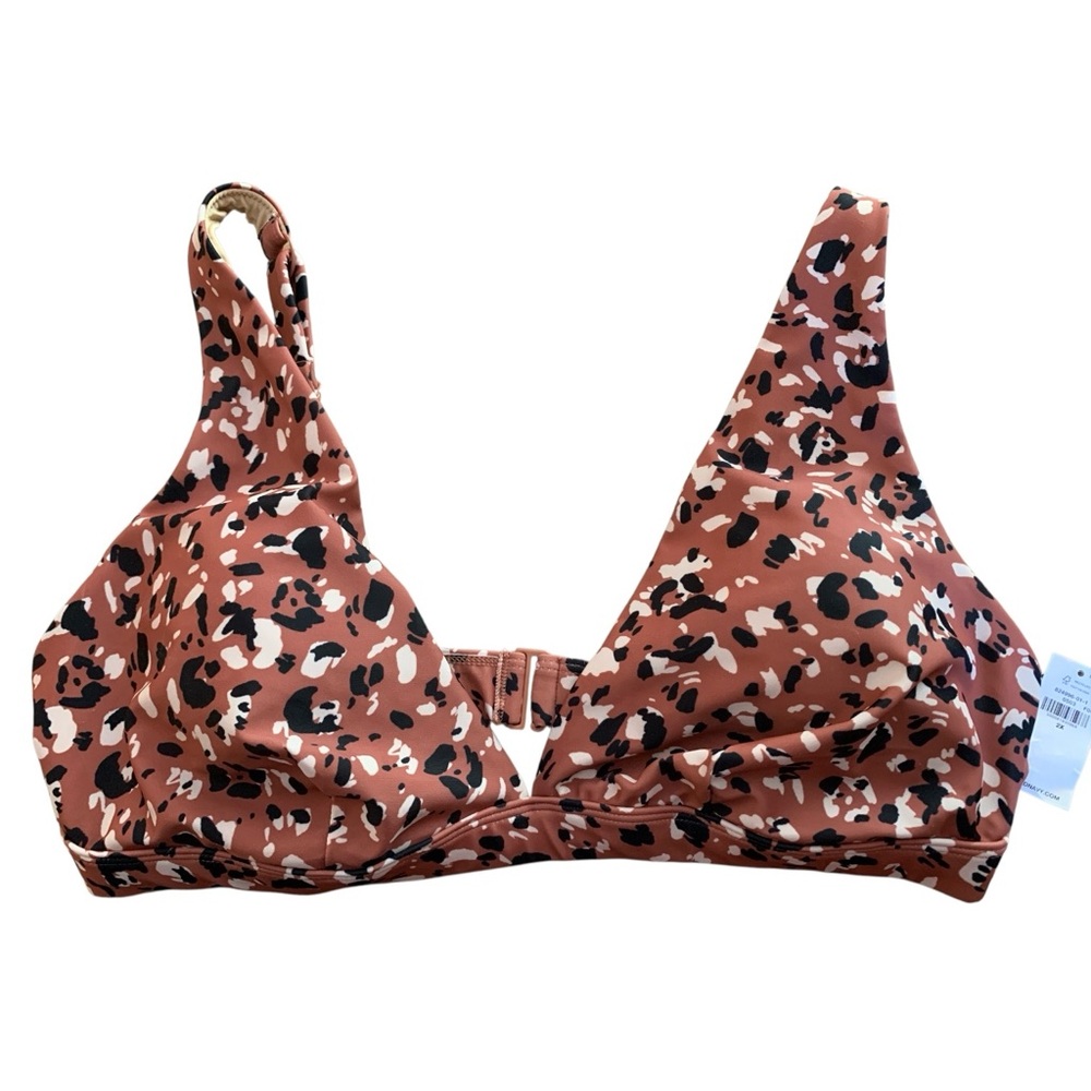 Old Navy Bikini Top Lined Animal Leopard Print 2X New